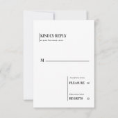 Minimalistische Schwarz-Hochzeit RSVP Karte (Vorderseite)