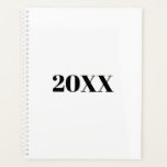 Minimalistische, schwarz-moderne Typografie Planer<br><div class="desc">Minimalistische Schwarz-Weiß moderne Typografie angepasste einfache elegante Planner. Benutzerdefinierter schwarzer Serientext,  weißer schlichter Hintergrund. Sie können es mit Ihrem Namen,  Initialen,  Jahr usw. personalisiert oder einfach den Text löschen und die schlichte Farbe verlassen.</div>