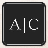 Minimalistische Schwarz-Monogramm-Hochzeit Rechteckiger Pappuntersetzer (Vorderseite)