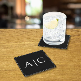 Minimalistische Schwarz-Monogramm-Hochzeit Rechteckiger Pappuntersetzer