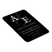 Minimalistische Schwarz-Monogramm Save the Date Magnet (Rechte Seite)