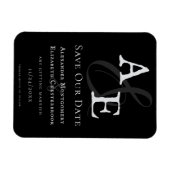 Minimalistische Schwarz-Monogramm Save the Date Magnet (Horizontal)