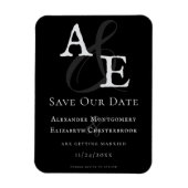 Minimalistische Schwarz-Monogramm Save the Date Magnet (Vertikal)