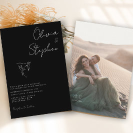 Minimalistische Schwarz-Romantische Foto-Hochzeit Einladung
