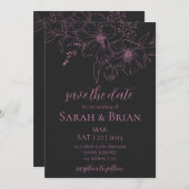 Minimalistische Schwarz-Rosa-Hochzeit speichert da Save The Date (Vorne/Hinten)