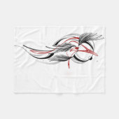 Minimalistische Schwarz-Rot-Linie Art Fleecedecke (Vorderseite (Horizontal))