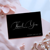 Minimalistische Schwarz-Script-Hochzeit Dankeskarte