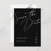 Minimalistische Schwarz-Script-Hochzeit Save The Date (Vorne/Hinten)