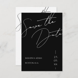 Minimalistische Schwarz-Script-Hochzeit Save The Date