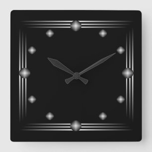 Minimalistische Schwarz-Silber-Wall-Uhr Quadratische Wanduhr