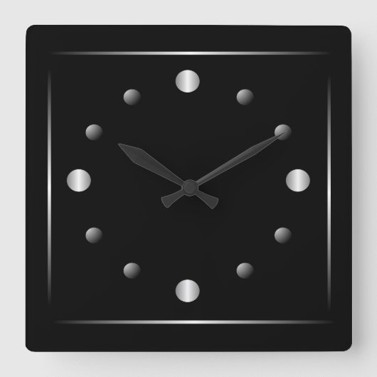 Minimalistische Schwarz-Silber-Wall-Uhr Quadratische Wanduhr (Vorderseite)