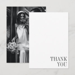 Minimalistische Schwarz-Typografie-Foto-Hochzeit  Dankeskarte