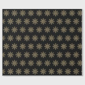 Minimalistische Schwarz- und Goldschneeflocken Wei Geschenkpapier (Flach)