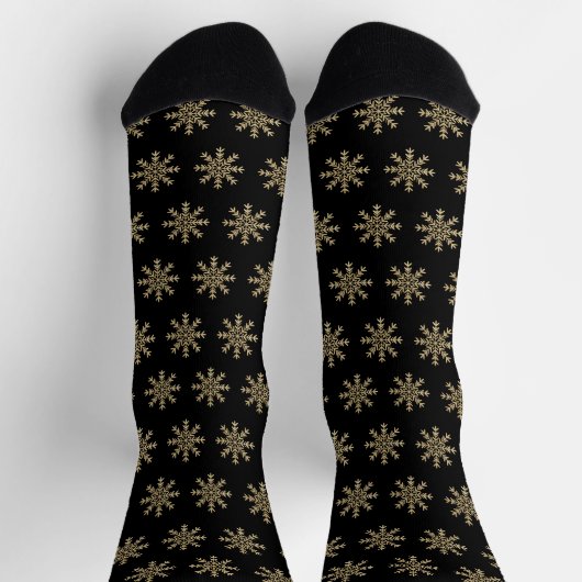 Minimalistische Schwarz- und Goldschneeflocken Wei Socken (Oben)