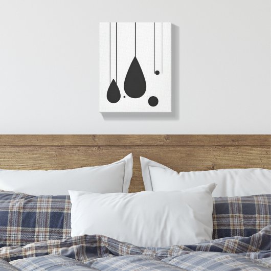 Minimalistische Schwarz-Weiß-Abstrakte Kunst Leinwanddruck (Insitu (Schlafzimmer))
