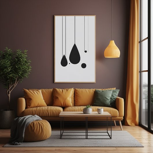 Minimalistische Schwarz-Weiß-Abstrakte Kunst Poster