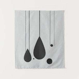 Minimalistische Schwarz-Weiß-Abstrakte Mauer Kunst Wandteppich