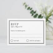 Minimalistische Schwarz-Weiß-Antwort-Karte RSVP Karte (Stehend Vorderseite)