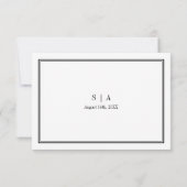 Minimalistische Schwarz-Weiß-Antwort-Karte RSVP Karte (Rückseite)