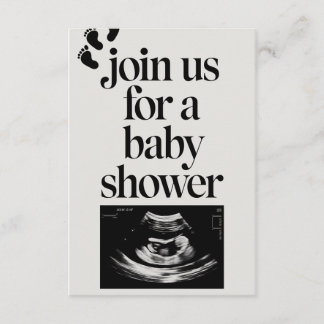 Minimalistische Schwarz-Weiß-Babydusche - Einladun Begleitkarte
