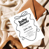 Minimalistische Schwarz-Weiß-Babydusche Einladung