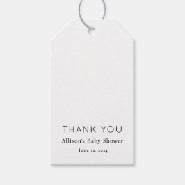 Minimalistische Schwarz-Weiß-Babydusche Geschenkanhänger