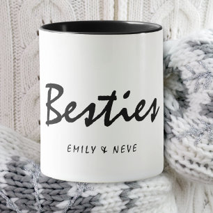 Minimalistische Schwarz-Weiß-Bestie-Script-Freunde Tasse