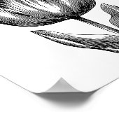 Minimalistische Schwarz-Weiß-Blume Zeichnend Poster (Ecke)