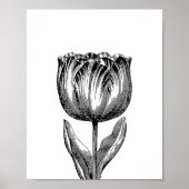 Minimalistische Schwarz-Weiß-Blume Zeichnend Poster (Vorne)
