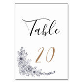 Minimalistische Schwarz-Weiß-Blumenhochzeit Tischnummer (Vorderseite)
