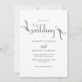 Minimalistische Schwarz-Weiß-Böhmische Script-Hoch Einladung (Vorderseite)