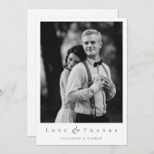 Minimalistische Schwarz-Weiß-Botanische Hochzeit Dankeskarte (Vorne/Hinten)