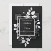 Minimalistische Schwarz-Weiß-Botanische Hochzeit Einladung (Vorderseite)