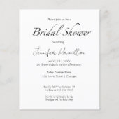 Minimalistische Schwarz-Weiß-Brautdusche Einladung (Vorderseite)