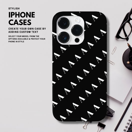 Minimalistische Schwarz-Weiß-Chic-Anfangsmonogramm Case-Mate iPhone Hülle