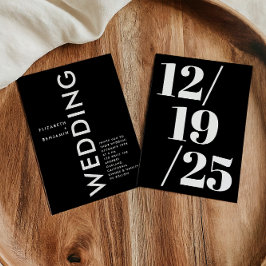 Minimalistische Schwarz-Weiß-Einfache fette Hochze Einladung