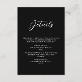 Minimalistische Schwarz-Weiß-Einfache Hochzeit Begleitkarte