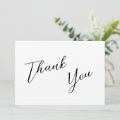 Minimalistische Schwarz-Weiß-Einfache Hochzeit Dankeskarte (Stehend Vorderseite)