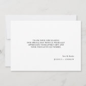 Minimalistische Schwarz-Weiß-Einfache Hochzeit Dankeskarte (Rückseite)