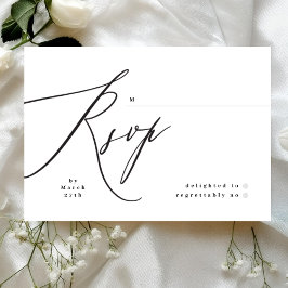 Minimalistische Schwarz-Weiß-Einfache Hochzeit RSVP Karte