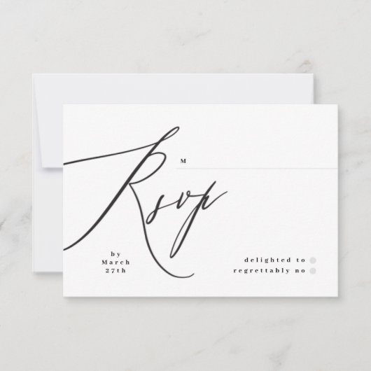 Minimalistische Schwarz-Weiß-Einfache Hochzeit RSVP Karte (Vorderseite)
