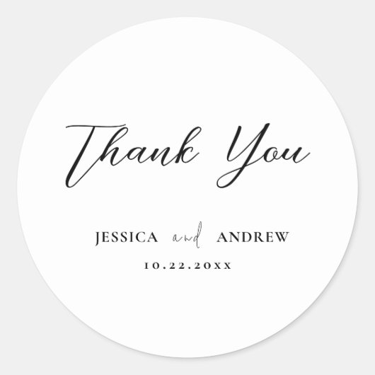 Minimalistische Schwarz-Weiß-Einfache Hochzeit Runder Aufkleber (Vorderseite)