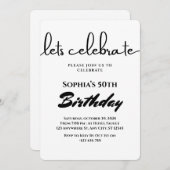 Minimalistische Schwarz-Weiß-Einladung Einladung (Vorne/Hinten)