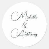 Minimalistische Schwarz-Weiß-Elegant-Monogramm-Hoc Runder Aufkleber (Vorderseite)