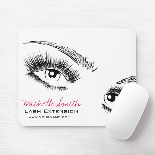 Minimalistische Schwarz-Weiß-Eyelashes Chic Makeup Mousepad (Mit Mouse)