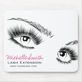 Minimalistische Schwarz-Weiß-Eyelashes Chic Makeup Mousepad