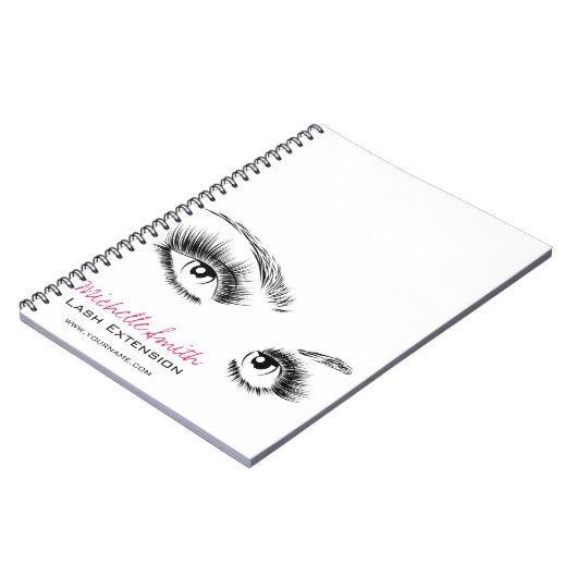 Minimalistische Schwarz-Weiß-Eyelashes Chic Makeup Notizblock (Linke Seite)