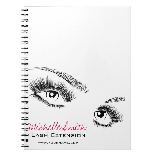 Minimalistische Schwarz-Weiß-Eyelashes Chic Makeup Notizblock (Vorderseite)