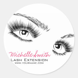 Minimalistische Schwarz-Weiß-Eyelashes Chic Makeup Runder Aufkleber