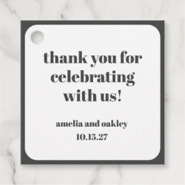 Minimalistische Schwarz-Weiß-Feier Vielen Dank Geschenkanhänger